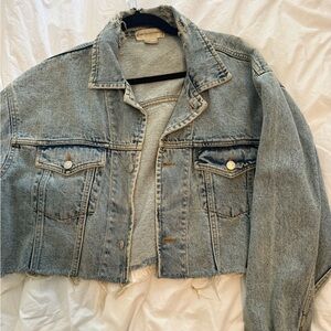 Denim Distressed Cropped Jacket
